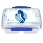 personalisierte Brotzeitdose mit Trennwand Seepferdchen