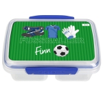 personalisierte Brotdose Fussball blau mit Namen