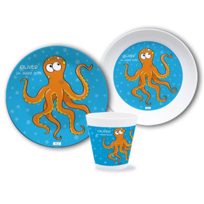 Melamin Set für Kinder Oktopus