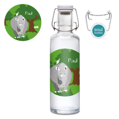 Personalisierte Glasflasche Nashorn