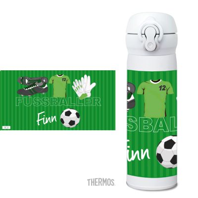 Thermos Isolierflasche Fussball grün