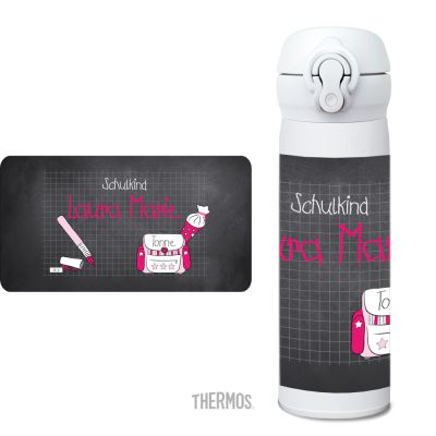 Thermos Isolierflasche Tafel pink