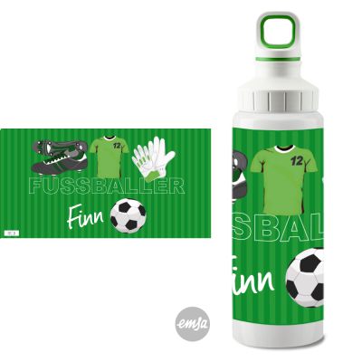 Edelstahl-Flasche light Fußball grün