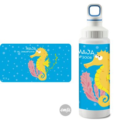 Edelstahl-Flasche light Seepferdchen