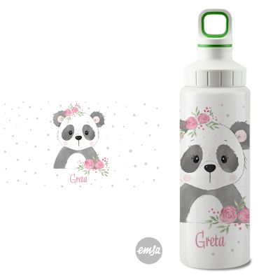 Flasche aus Edelstahl Pandamädchen von Stickherz