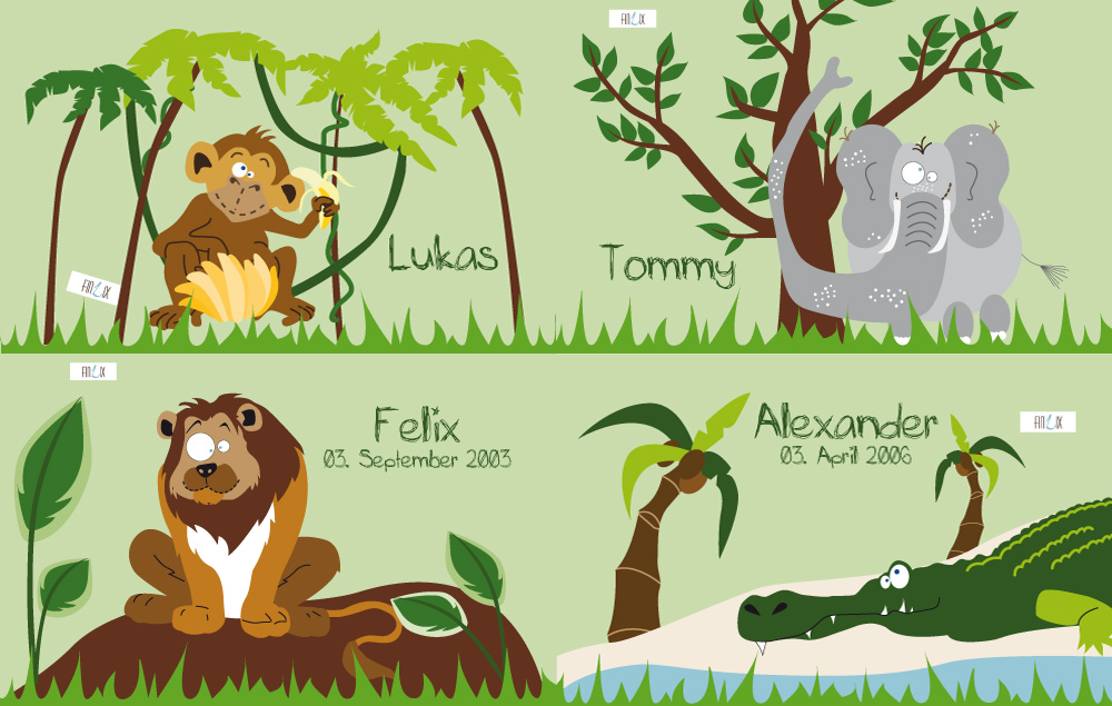 Dschungeltiere mit eigenem Namen