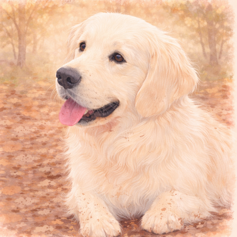 Illustration von Lumi, dem Golden Retriever und Wohlfühlmanager bei Finlix